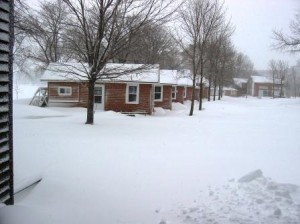 View of the cabins and resort from our front door