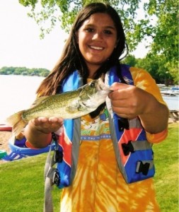 Kendra holding a Largemouth Bass