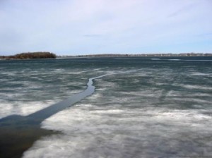 Crack in the ice of Lake Florida