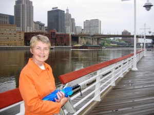 Connie with barge in background