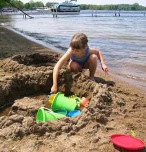 Meredith playing on the beach