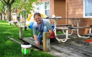 Bob taking the old bench apart