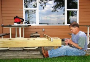 Building the bench for the cabin deck