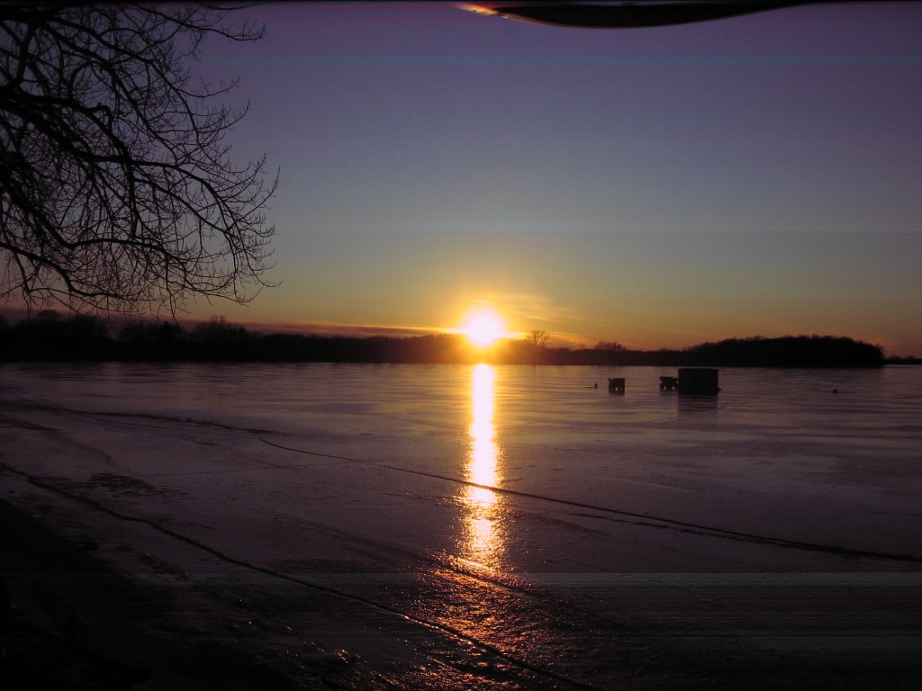 Fishermen in sunset at Lake Florida