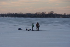 Ice fishing aon Lake Florida