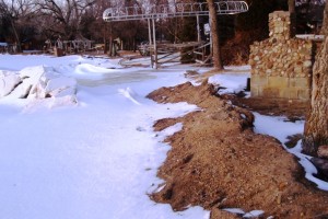 Sand pushed up at the creek