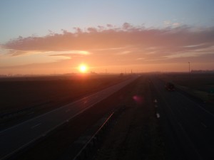Sunset at 5:18 with roads