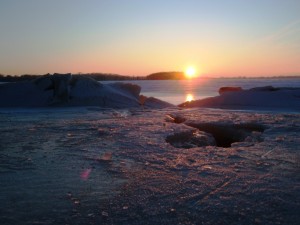 Ice crater in sunset