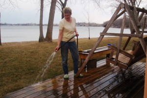cleaning deck