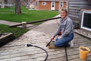 cleaning the deck