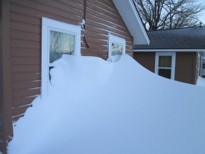 cabin snow drift