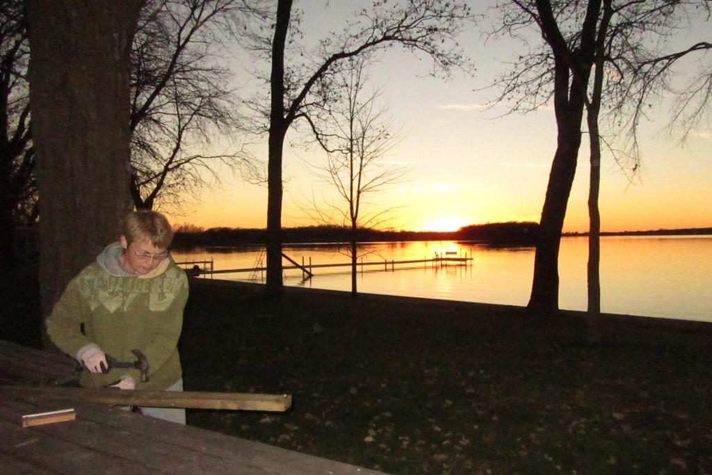 pulling nails at sunset